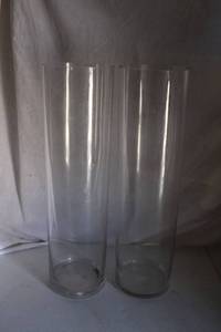 lot 233 image: (5) 6x22 Clear round vases