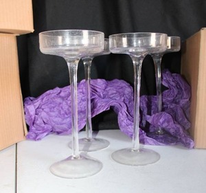 lot 179 image: 8 Long-stemmed candle holders - holds up to 3 candle, 4 boxes