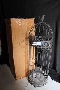 lot 186 image: (2) Black decorative bird cage votive holders