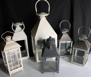 lot 209 image: (6) Lantern assortment - white, silver and black