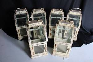 lot 208 image: (6) Antiqued rustic lanterns