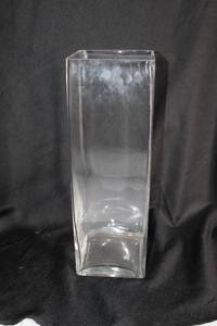 lot 218 image: (6) Clear glass Square vases - 6x6x18