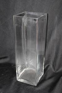 lot 219 image: (5) Clear glass Square vases - 6x6x18