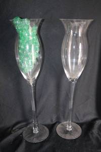 lot 236 image: (2)  Clear tulip vases - 27.5 tall