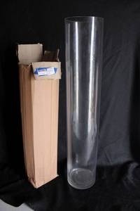 lot 245 image: (3) Clear round cylinder vases - 6x30
