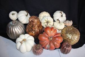 lot 269 image: Sequin pear, apple, and mixed pumpkins