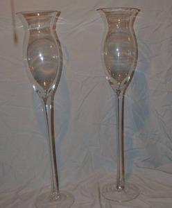lot 241 image: (2)  Clear tulip vases - 32 tall