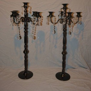 lot 214 image: (2) Black 5-taper candle candelabras - 11W x 32T