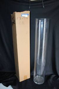 lot 243 image: (3) Clear round cylinder vases - 6x31