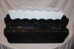 lot 125 image: Wood Decorative Planters with scallop edge - (2) 7x7x26, (1) 8x30x10
