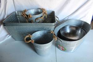 lot 141 image: Steel Galvanized Tubs and Pails