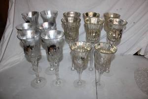 lot 156 image: Mercury Crackle Glass long-stem candle holders - 11 to 15 tall mixed sizes