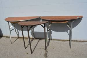 lot 77 image: (3) Half Moon Folding Tables - (2) are 48x24, (1) 30x15