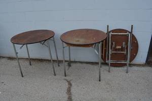 lot 78 image: Two Sets of (3) 30 Round Folding Tables 30Tall