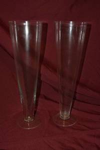 lot 113 image: (10) Clear Glass Pilsner Vases - 4.5W x 16 Tall