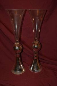 lot 121 image: (2) Double sided Trumpet Vases - silverclear 6x24