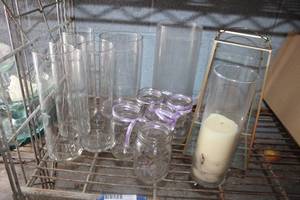 lot 297 image: Mason jars, clear round vases and glass lantern