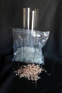 lot 289 image: (17) Clear glass cylinders - 3x15 open at both ends. Beads included