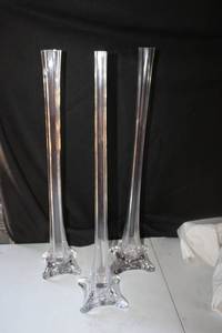 lot 310 image: (8) Square base Long-stem Vases - 24 Tall