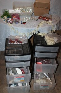 lot 316 image: (2) storage chests plus beads and accessories