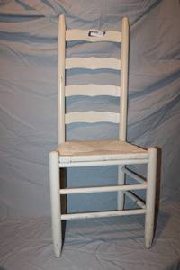lot 318 image: White Wooden chair with cane seat