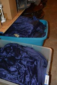 lot 82 image: Blue velvet drape fabric