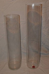 lot 258 image: (2) clear vases mixed -  6x24 , 6x28