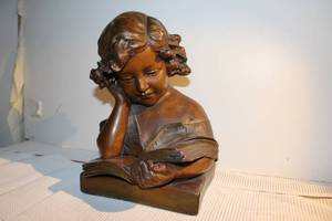 lot 3 image: Vintage The Reader Plaster Bust from Italian Scultper