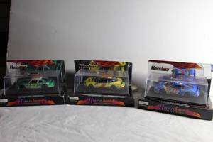 lot 32 image: Vintage Race Image Diecast Cars with Display Case in Original Packaging