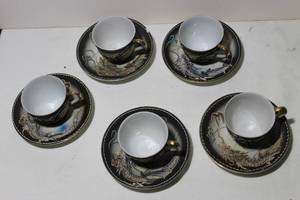 lot 36 image: Moriage Dragonware Tea Set, Ucagco UCA56, 5 Cups and Saucers