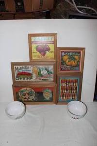 lot 72 image: Vintage Tobasco Themed Art and 2 Tobasco Bowls