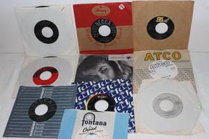 lot 89 image: Selection of 45 records with only sleeves, no covers