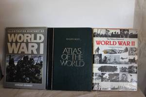 lot 112 image: Hard Back Books World War I & II and Atlas of the World