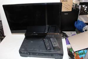 lot 117 image: Mitshubitishi VCR and LG Television Approximately 23 inch with Remote, Owner Stated both Work