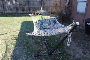 lot 179 image: Hammock with stand and cover pad and pillow ..Charlie not included