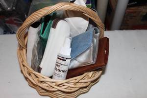 lot 212 image: Basket of Misc Wallets, Eye Glass Cases and Eye Glasses