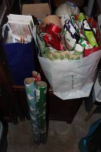 lot 227 image: Gift Bags Tissue Paper, Rolls of gift Wrap and Cards, some Christmas some all occasion