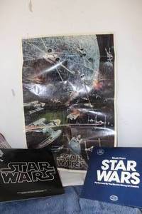 lot 251 image: Star Wars Collectables, Poster from the Movie and Two Star Wars Vinyl LPs