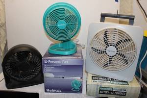 lot 275 image: Three Personal Fans, one Battery Powered Fan appears unused