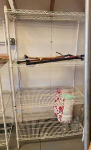 lot 36 image: METRO-STYLE WIRE SHELVING UNIT AS SHOWN. CONTENTS NOT INCLUDED. (DELAYED PICK UP -- AFTER 200 P.M.)