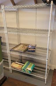 lot 38 image: METRO-STYLE WIRE SHELVING UNIT AS SHOWN. CONTENTS NOT INCLUDED. (DELAYED PICK UP -- AFTER 200 P.M.)