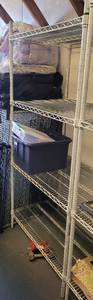 lot 39 image: METRO-STYLE WIRE SHELVING UNIT AS SHOWN. CONTENTS NOT INCLUDED. (DELAYED PICK UP -- AFTER 200 P.M.)