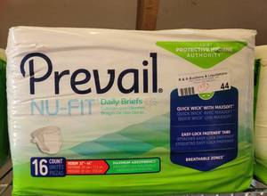 lot 44 image: (3) NEW PACKS OF PREVAIL NU-FIT DAILY BRIEFS SIZE M, 16CT EACH. (SOLD 3 X THE MONEY)