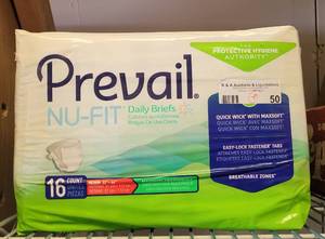 lot 50 image: (3) NEW PACKS OF PREVAIL NU-FIT DAILY BRIEFS SIZE M, 16CT EACH. (SOLD 3 X THE MONEY)