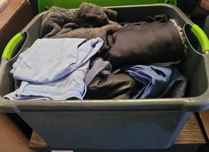 lot 68 image: CONTAINER LOT OF ASSORTED CLOTHING AS SHOWN. NICE MIXED LOT SOME MAY HAVE TAGS.