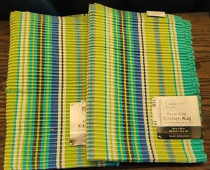 lot 77 image: (2) NEW, MAINSTAYS REVERSIBLE KITCHEN RUGS AS SHOWN.