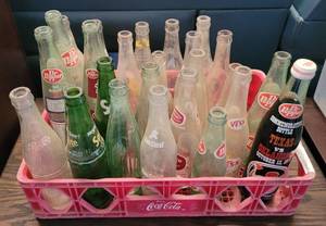 lot 92 image: LOT OF ASSORTED VINTAGE SODA BOTTLES AS SHOWN. CHECK THESE OUT