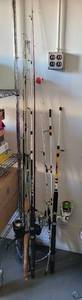 lot 105 image: LOT OF FISHING REELS AND MORE AS SHOWN.