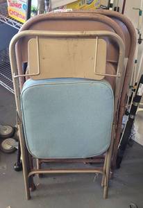 lot 106 image: (3) METAL FOLDING CHAIRS AS SHOWN. (SOLD 3 X THE MONEY)