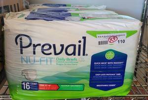 lot 110 image: (3) NEW PACKS OF PREVAIL NU-FIT DAILY BRIEFS SIZE M, 16CT EACH. (SOLD 3 X THE MONEY)